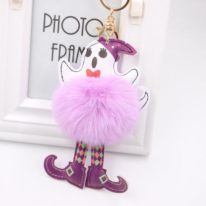 Creative Halloween Ghost Clown Plush Ball Keychain