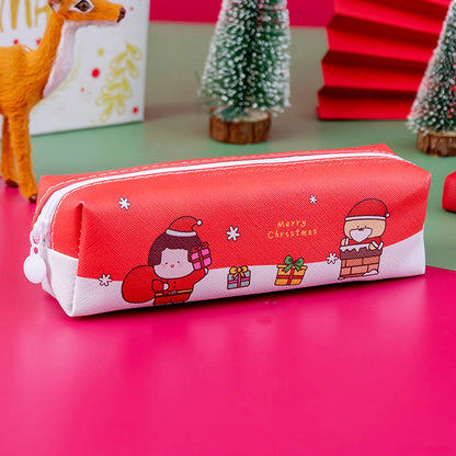 PU Cartoon Christmas Pencil Bags
