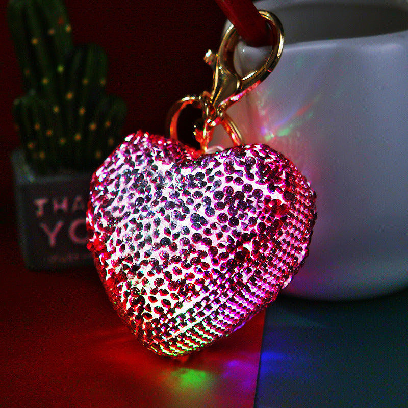 Diamond Luminous Love Car Metal Key Chain Metal