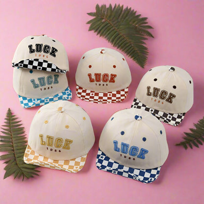 Toddler Embroidered Plaid Letters Visor Baseball Cap