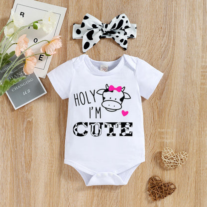 Kids Milk Cow Alphabet Print Baby Clothes
