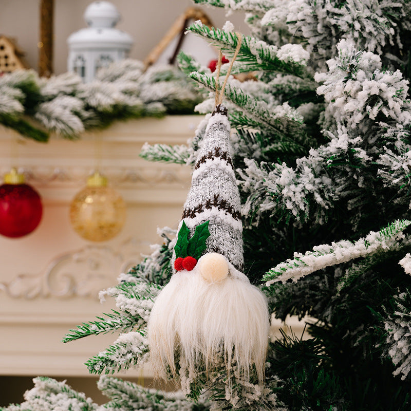 Christmas Knitted Hat with Lights Faceless Doll Pendant
