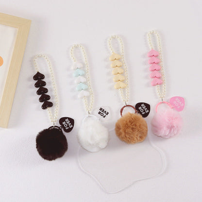 Colorful Love Fur Ball Beaded Keychain