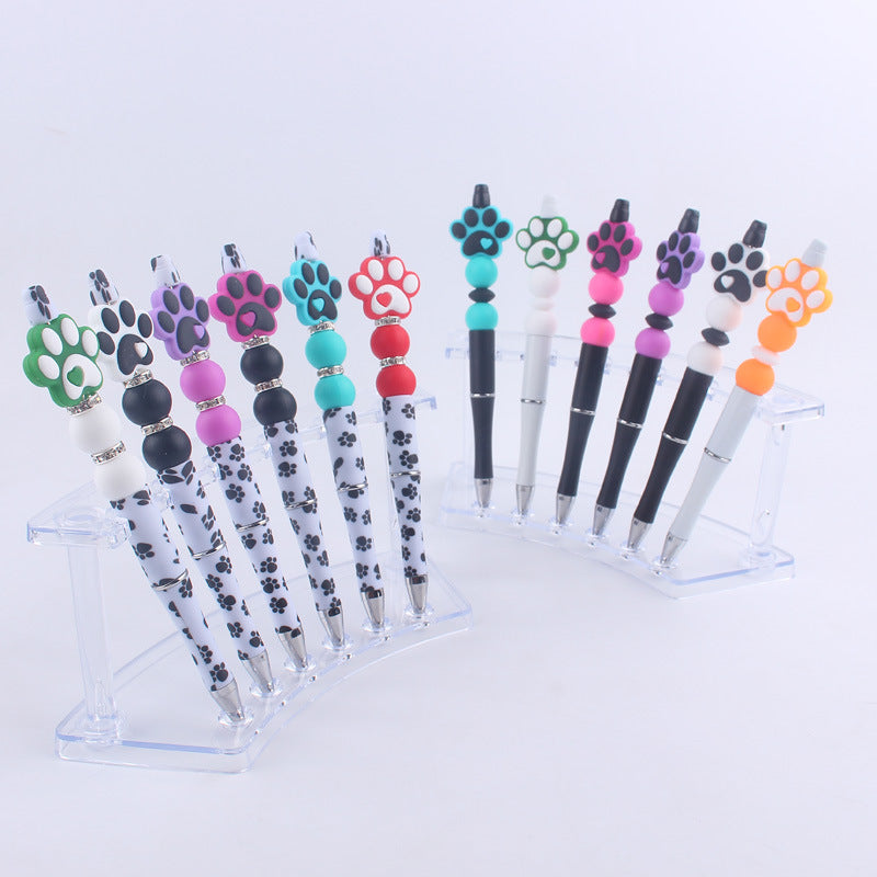Handmade Bead Pen Cartoon Dog Paw Silicone Ballpoint