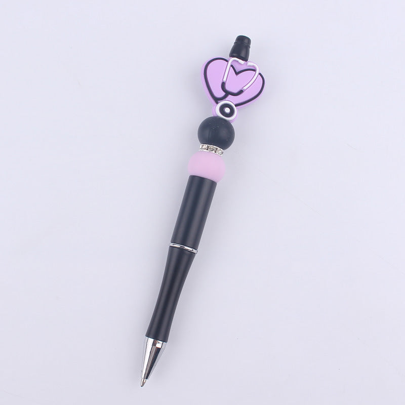 Handmade Bead Pen Stethoscope Love Silicone Ballpoint Pen