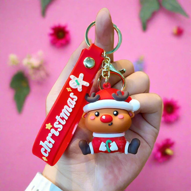 Christmas Cartoon Soft Santa Claus Christmas Tree Keychain