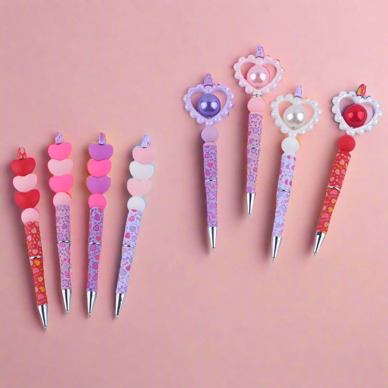 Beaded Pens Valentine's Day Love Silicone Handmade Beaded
