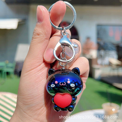 Cartoon Acrylic Care Bear Colorful Electroplating Keychain