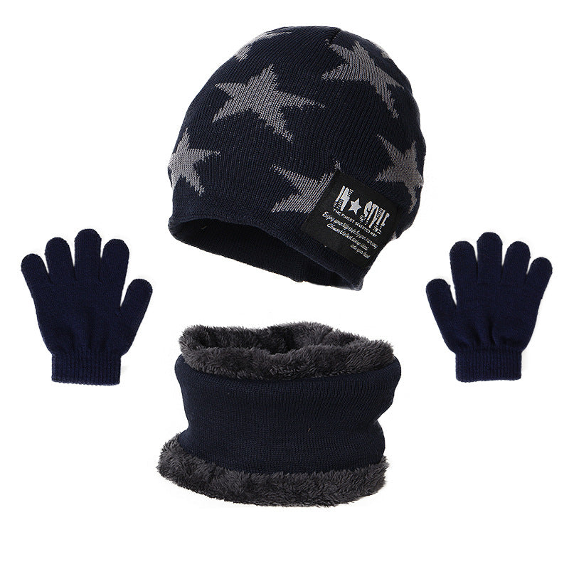 Wholesale of New Plush Necklaces Factory, Warm Children's Acrylic Hats, Scarves, and Gloves, 3-piece Set
