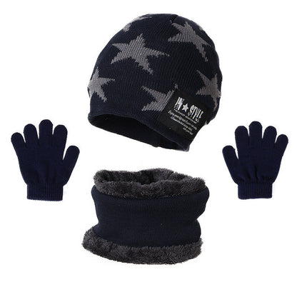 Wholesale of New Plush Necklaces Factory, Warm Children's Acrylic Hats, Scarves, and Gloves, 3-piece Set