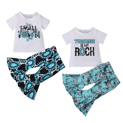 Children's Western Style Short Sleeve Two Piece Set