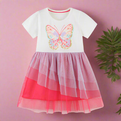 Girls Round Neck Lace Cotton Princess Dress Baby Clothes