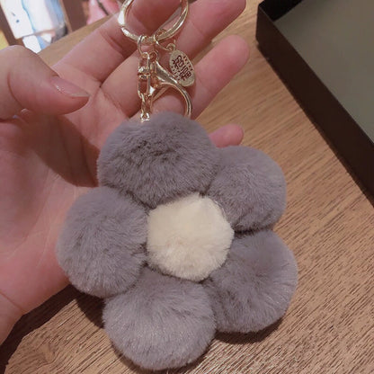 Plush Flower Ball Keychains