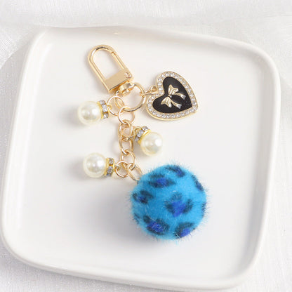 Leopard Fur Ball Keychain