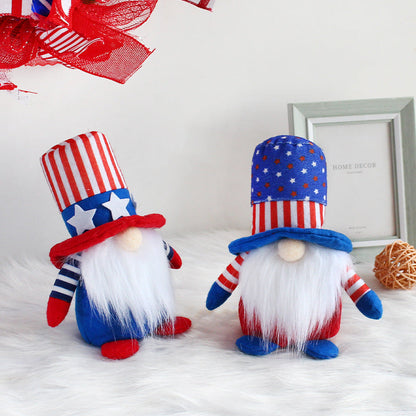 Independence Day Striped Five Star Faceless Fabric Doll