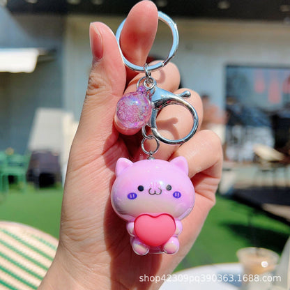 Cartoon Acrylic Care Bear Colorful Electroplating Keychain
