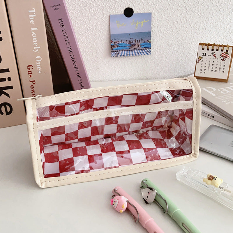 Creative Canvas Contrasting Color Checkerboard Pencil Case