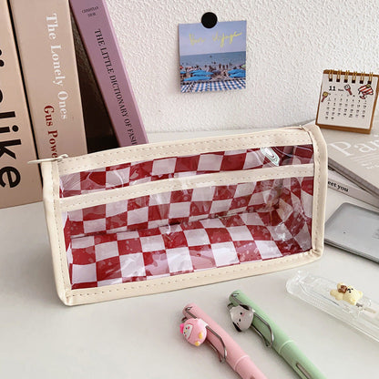 Creative Canvas Contrasting Color Checkerboard Pencil Case