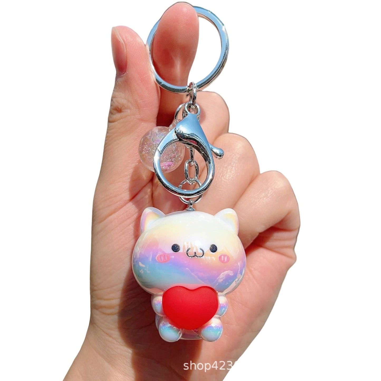 Cartoon Acrylic Care Bear Colorful Electroplating Keychain