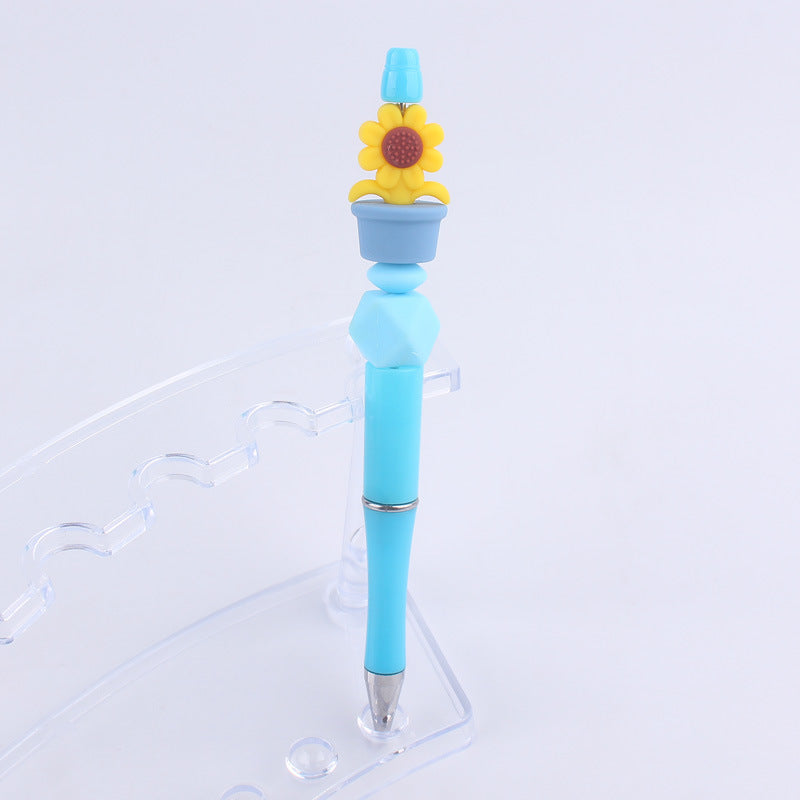 Handmade Bead Pen Sunflower Silicone Ballpoint Pen