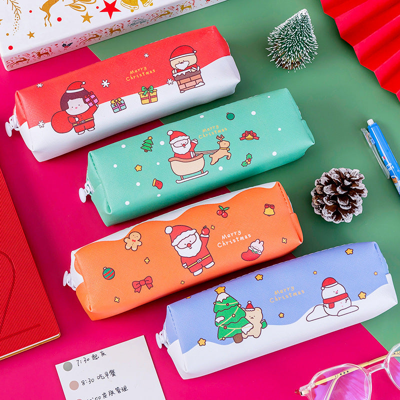 PU Cartoon Christmas Pencil Bags