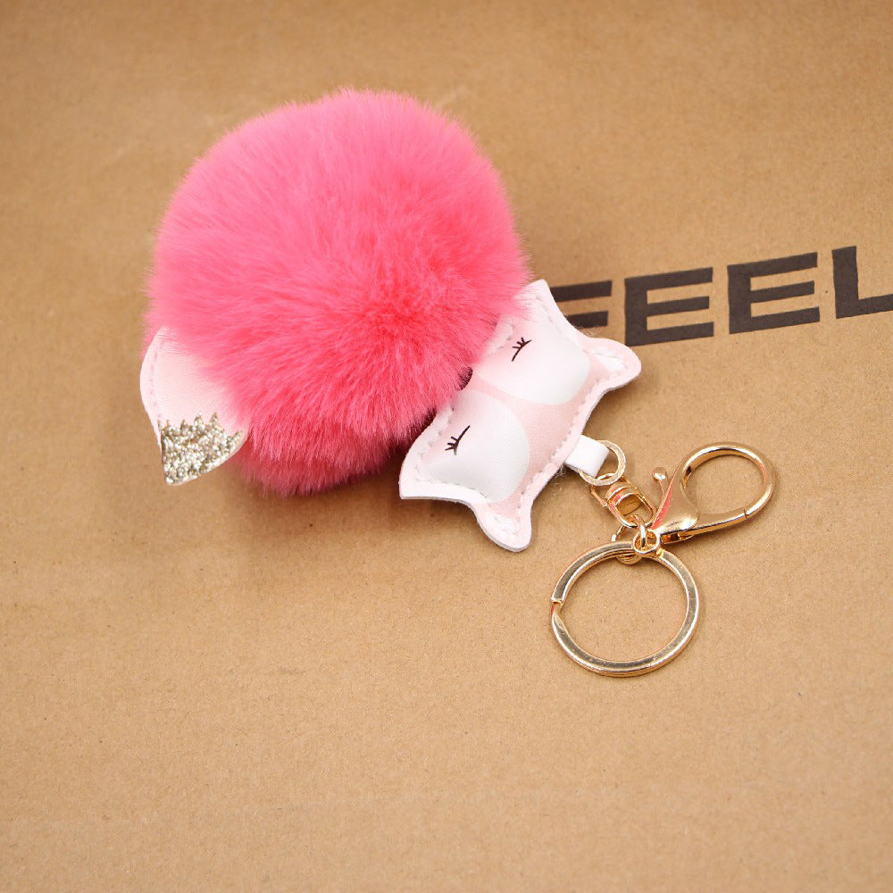 Fox Pu Leather Plush Bag Keychain