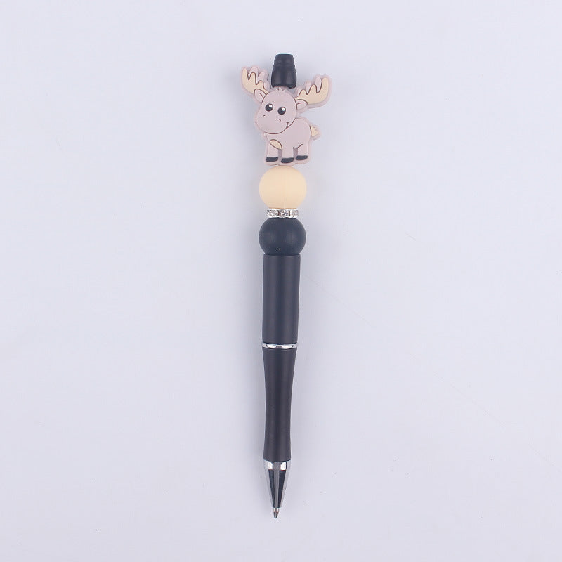 Handmade Beaded Pen Cartoon Animal Cow Silicone Beaded