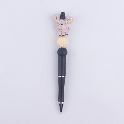 Handmade Beaded Pen Cartoon Animal Cow Silicone Beaded