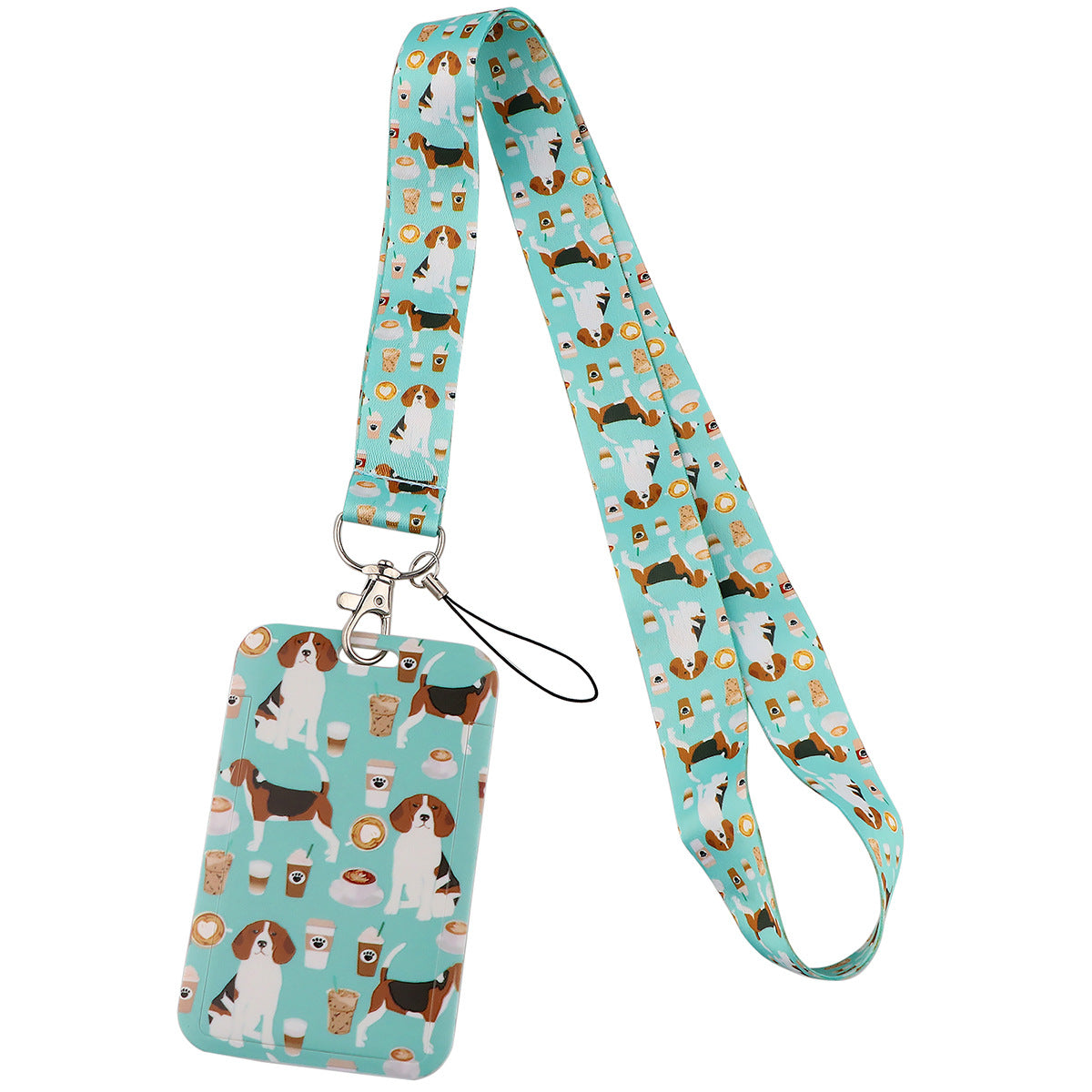 Puppy paw print card holder mobile phone lanyard keychain
