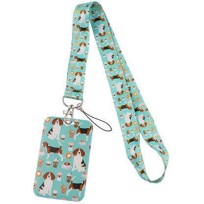 Puppy paw print card holder mobile phone lanyard keychain