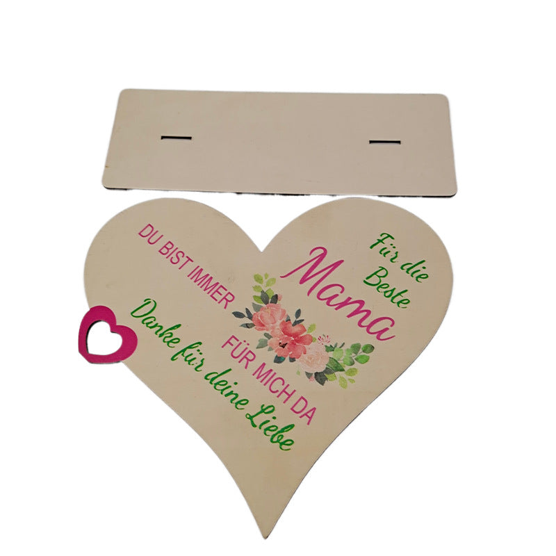 Mother's Day Heart-shaped Wooden Ornaments