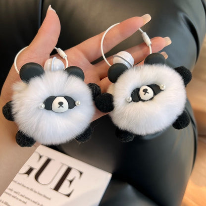 Cute Little Panda Plush Ball Keychains