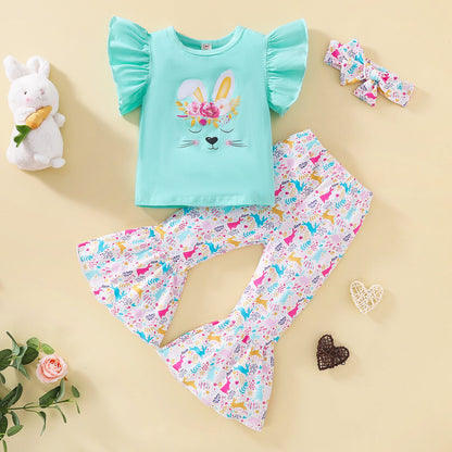 Cotton Children's Sleeves Top Headband Three Piece Set