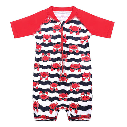 Boys Cartoon Sunscreen Hot Spring Siamese Swimwear