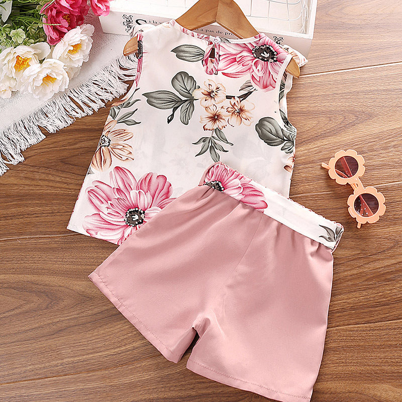 Wholesale Polyester Children's Clothing Printed Sleeveless Tops