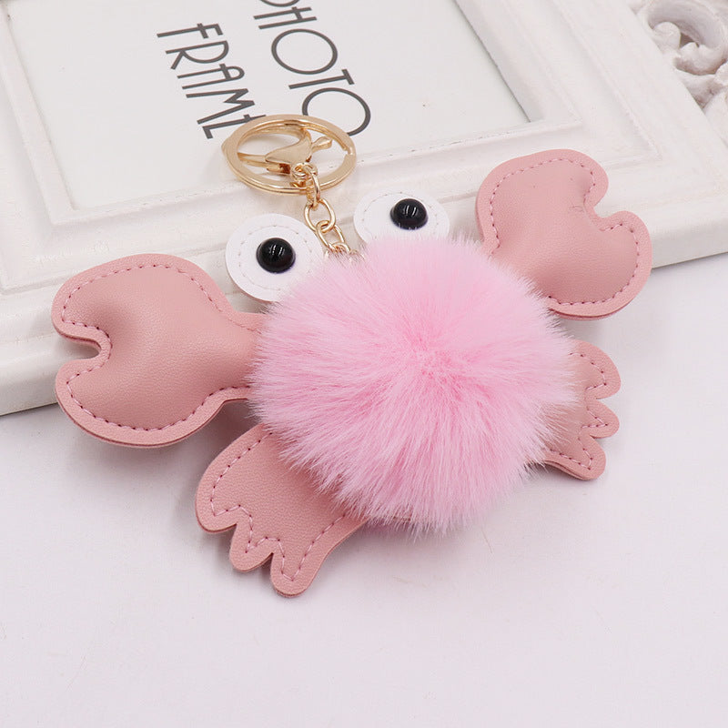 Cartoon Plush Ball Crab Keychain