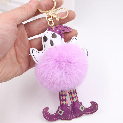 Creative Halloween Ghost Clown Plush Ball Keychain