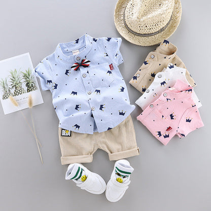 Wholesale Cotton Summer Children's Suit Short Sleeve Suit