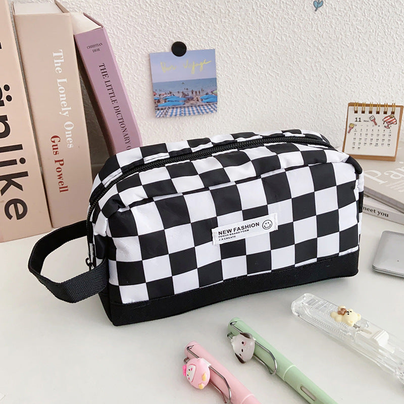 Creative Canvas Contrasting Color Checkerboard Pencil Case