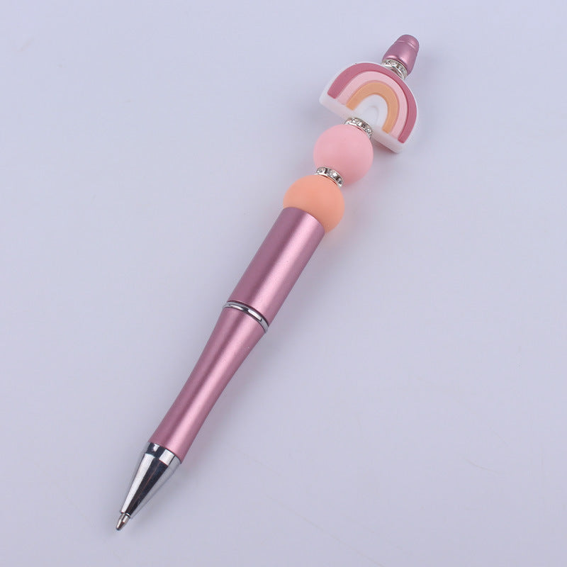 Beadable Pens Rainbow Silicone Beads Plastic Ballpoint Pen