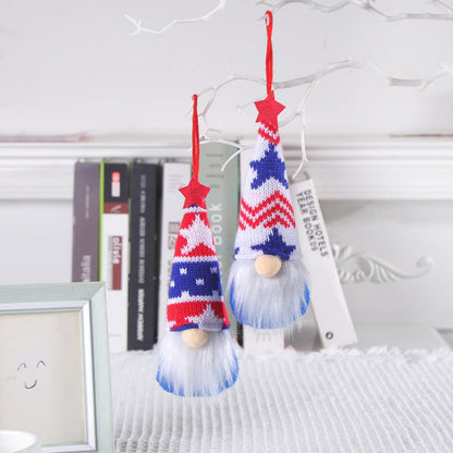 Independence Day Striped Five Star Faceless Doll Ornament