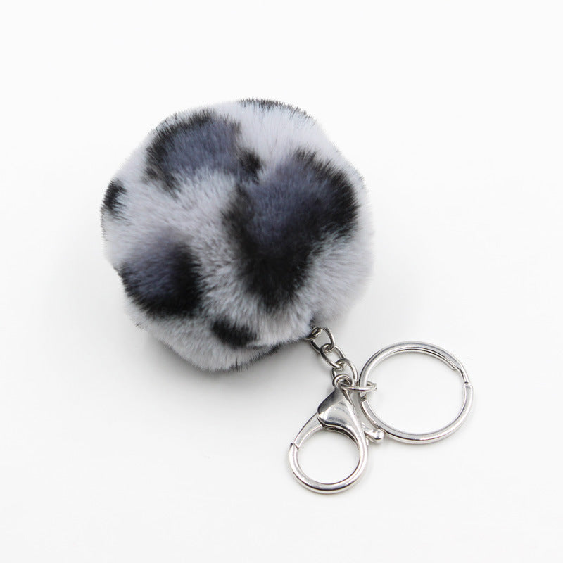 Polyester Leopard Fur Ball Keychain