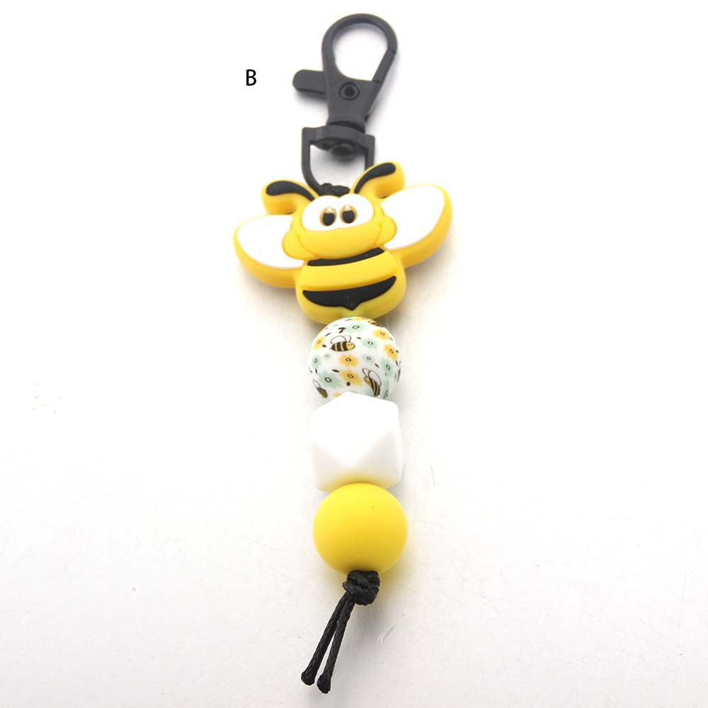 Bee Silicone Beaded Keychain