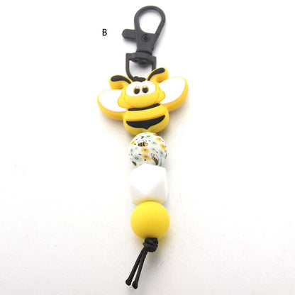 Bee Silicone Beaded Keychain