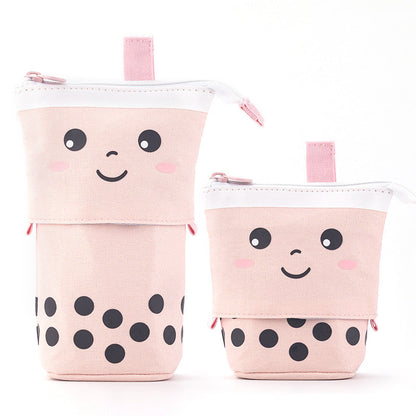 Milk Tea Drop Down Canvas Pencil Case