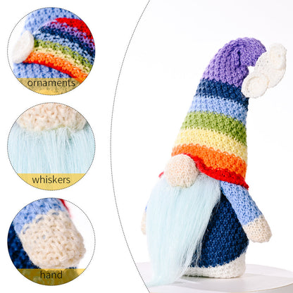 Polyester Knitting Rainbow Elf Rudolph Faceless Doll Colorful