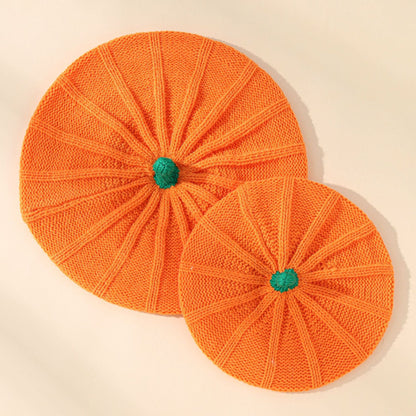 Parent-child Hats Halloween Pumpkin Acrylic Beret Knitted Hats