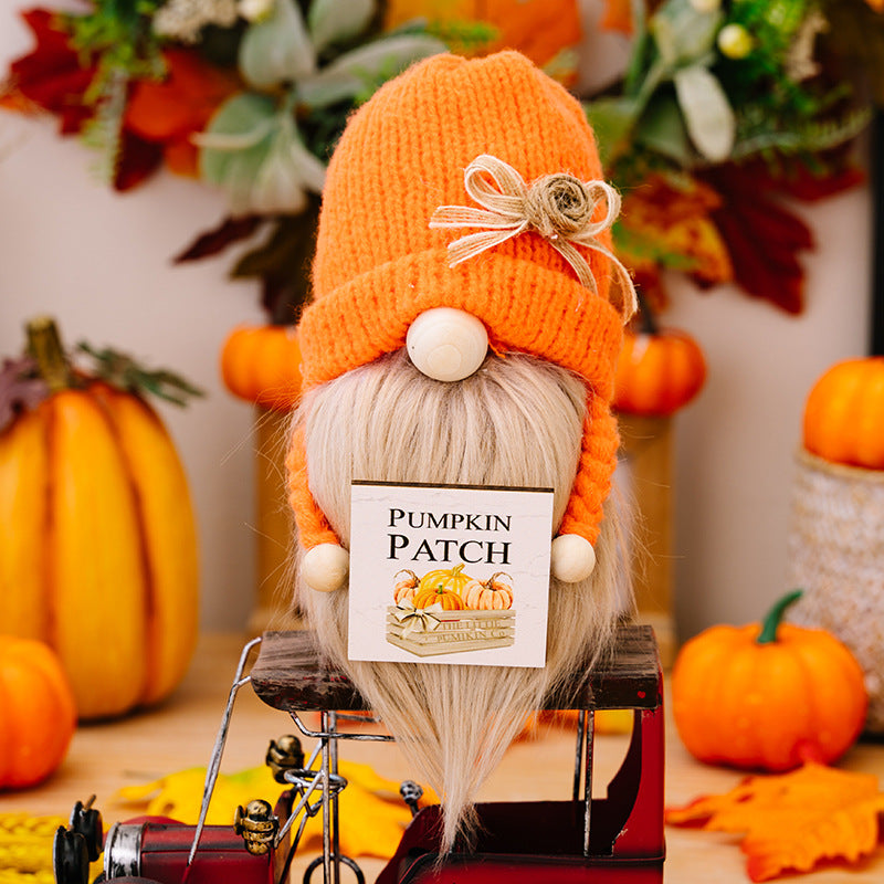 Doll Country Dwarf Orange Thanksgiving Autumn Polyester Ornaments