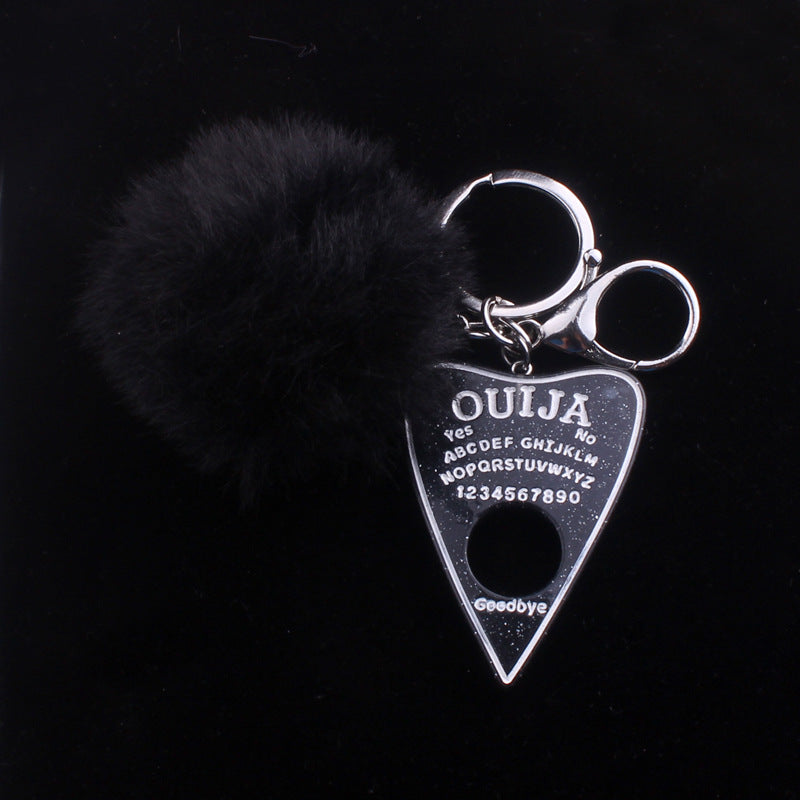 Resin Heart-shaped Card Divination Fur Ball Keychain