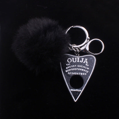Resin Heart-shaped Card Divination Fur Ball Keychain